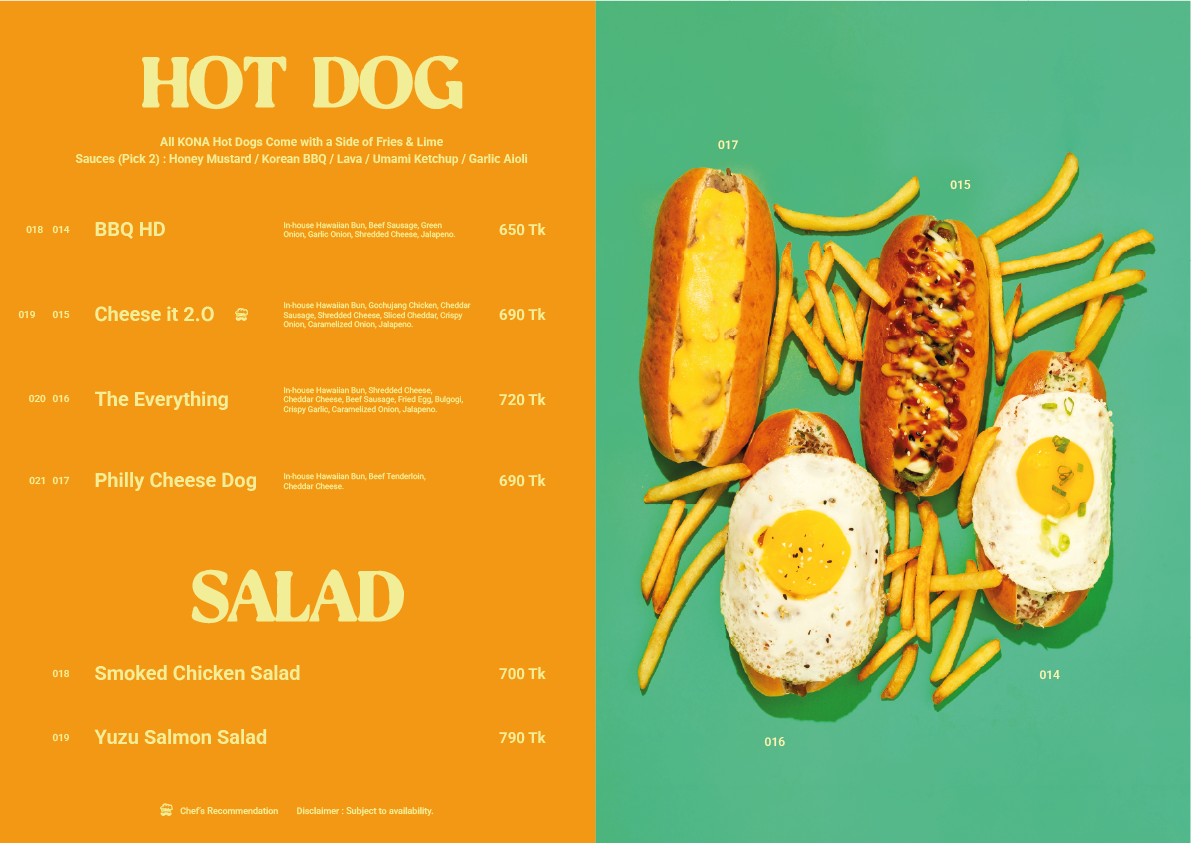 KONA Menu